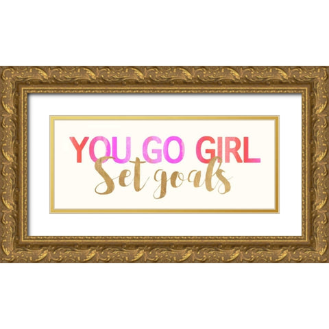 Set Goals Gold Ornate Wood Framed Art Print with Double Matting by Dos Santos, Bella