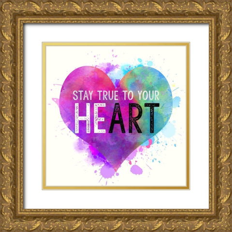 Stay True To Your Heart Gold Ornate Wood Framed Art Print with Double Matting by Dos Santos, Bella