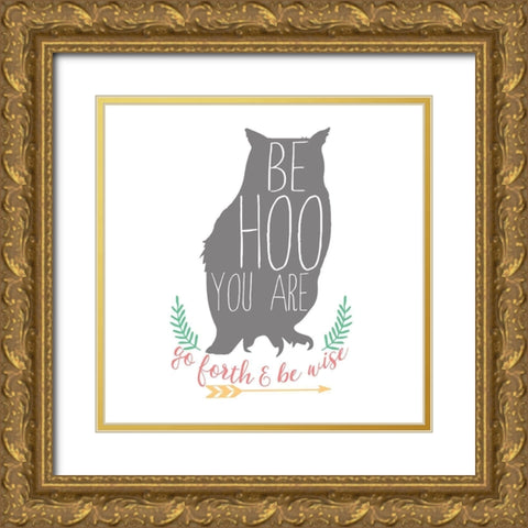 Be Hoo You Are, Color Gold Ornate Wood Framed Art Print with Double Matting by Dos Santos, Bella