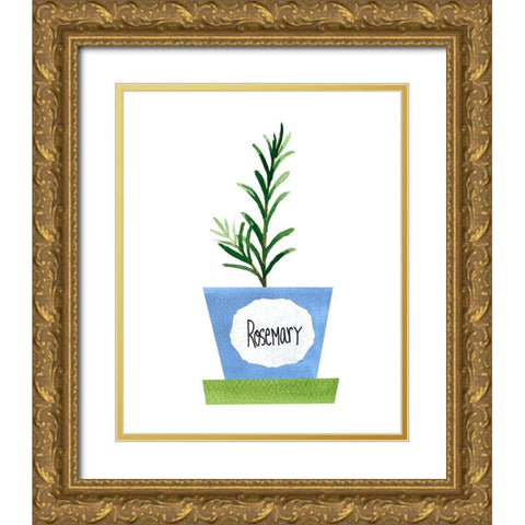 Rosemary Pot Gold Ornate Wood Framed Art Print with Double Matting by Dos Santos, Bella