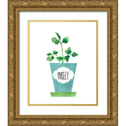 Parsley Pot Gold Ornate Wood Framed Art Print with Double Matting by Dos Santos, Bella