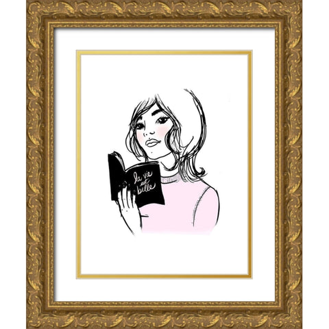 Bookish Gold Ornate Wood Framed Art Print with Double Matting by Dos Santos, Bella