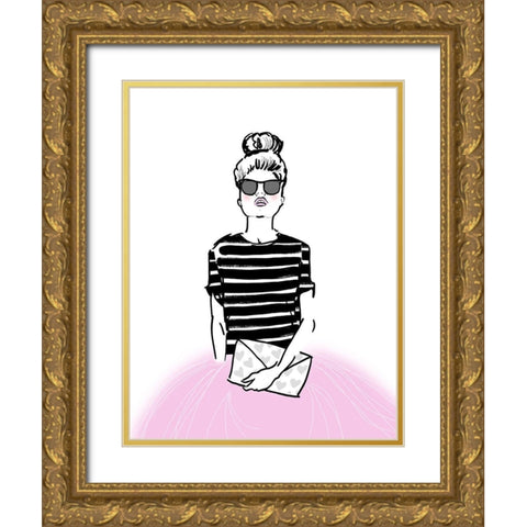 Pretty In Pink Gold Ornate Wood Framed Art Print with Double Matting by Dos Santos, Bella