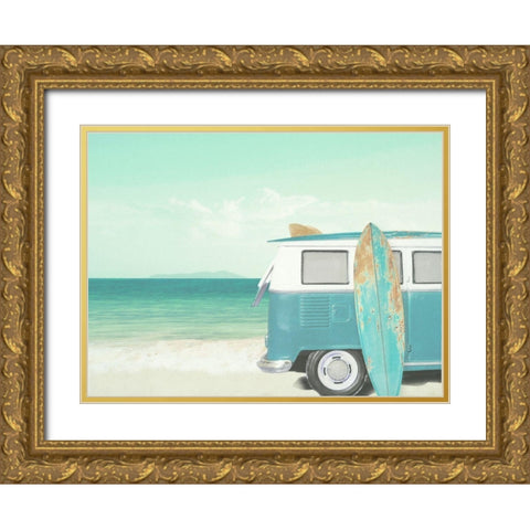 Surfs up Gold Ornate Wood Framed Art Print with Double Matting by Dos Santos, Bella
