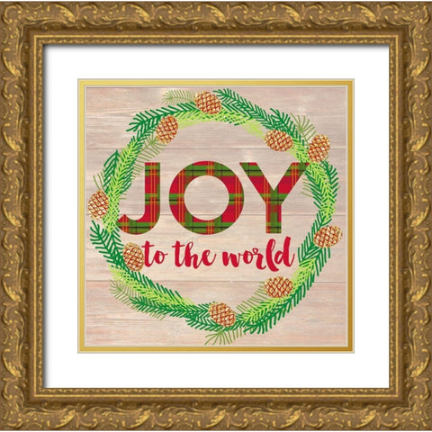 Joy To The World Gold Ornate Wood Framed Art Print with Double Matting by Dos Santos, Bella