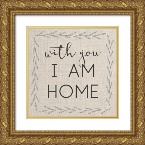 With You I Am Home Gold Ornate Wood Framed Art Print with Double Matting by Dos Santos, Bella