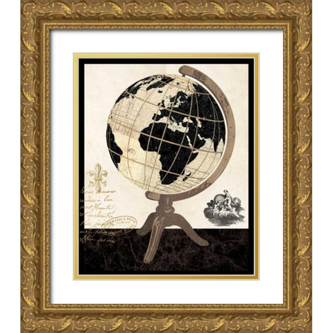Vintage French Globe Gold Ornate Wood Framed Art Print with Double Matting by Ross, Devon