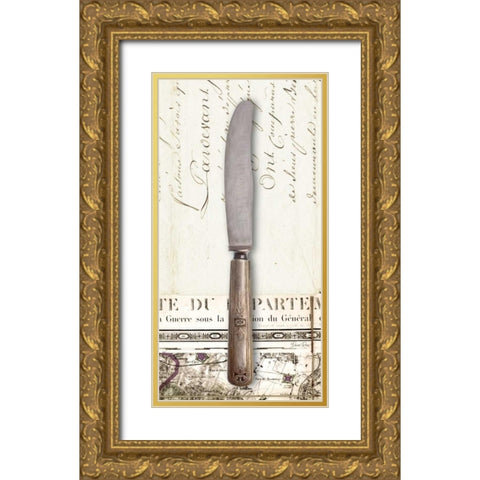French Cuisine Knife Gold Ornate Wood Framed Art Print with Double Matting by Ross, Devon