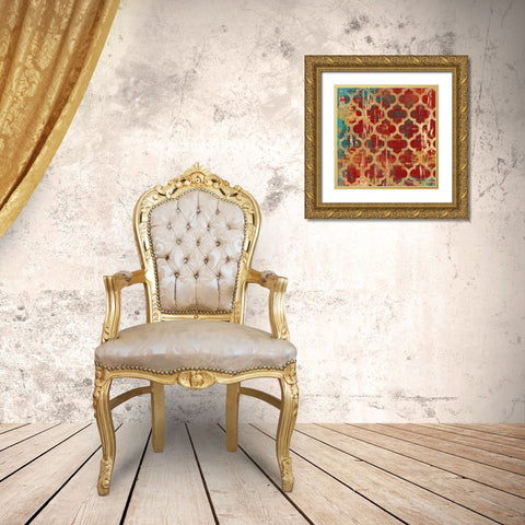 Kasbah Tile 1 Gold Ornate Wood Framed Art Print with Double Matting by Ross, Devon