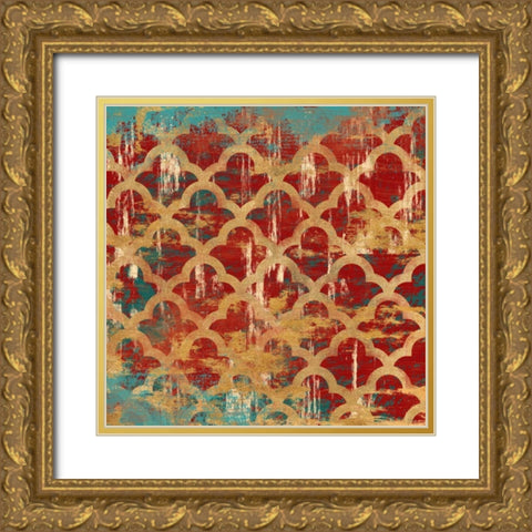 Kasbah Tile 2 Gold Ornate Wood Framed Art Print with Double Matting by Ross, Devon