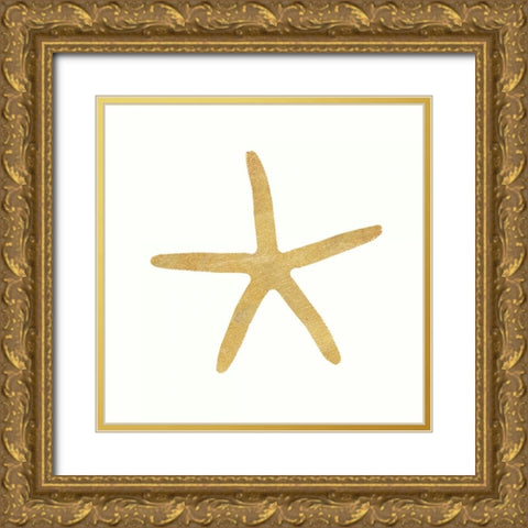 24 Karat Starfish Gold Ornate Wood Framed Art Print with Double Matting by Ross, Devon