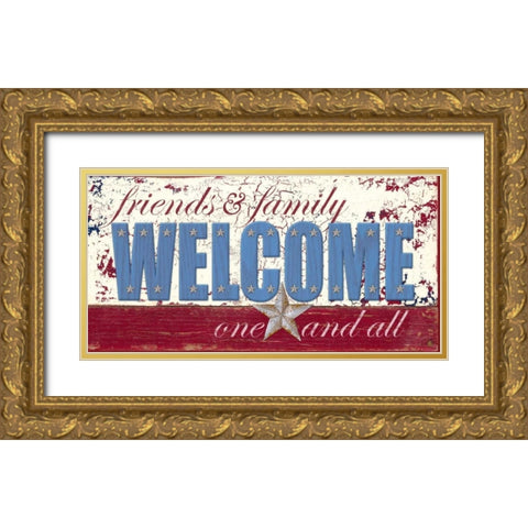 Patriotic Welcome Gold Ornate Wood Framed Art Print with Double Matting by Appleman, Sam