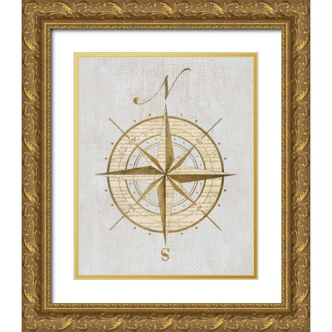 Compass Rose Gold Ornate Wood Framed Art Print with Double Matting by Appleman, Sam