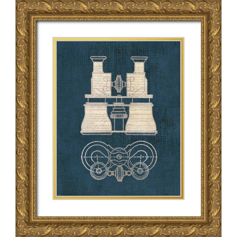 Antique Binoculars Gold Ornate Wood Framed Art Print with Double Matting by Appleman, Sam