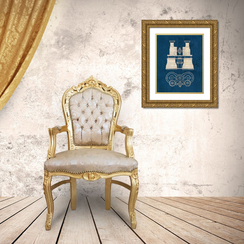 Antique Binoculars Coastal Blue Gold Ornate Wood Framed Art Print with Double Matting by Appleman, Sam