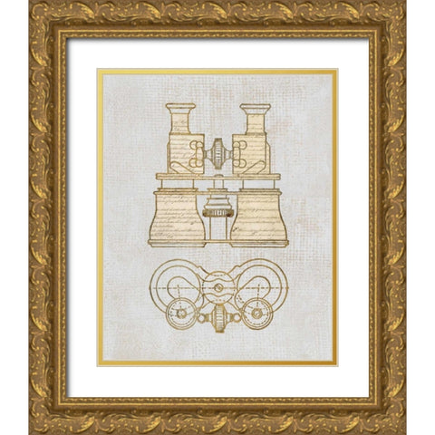 Antique Binoculars Gold Ornate Wood Framed Art Print with Double Matting by Appleman, Sam