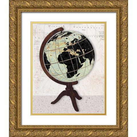 Vintage Globe Gold Ornate Wood Framed Art Print with Double Matting by Appleman, Sam