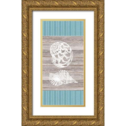 Blue Coastal Panel 1 Gold Ornate Wood Framed Art Print with Double Matting by Appleman, Sam