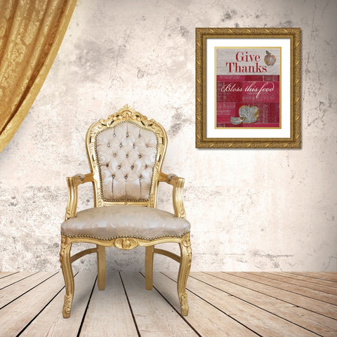 Give Thanks Gold Ornate Wood Framed Art Print with Double Matting by Appleman, Sam