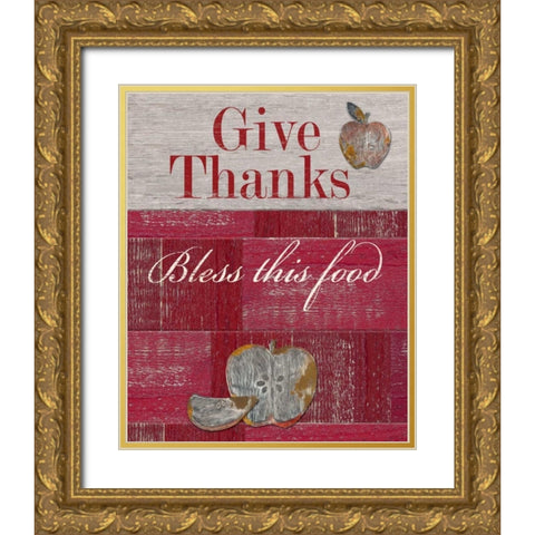 Give Thanks Gold Ornate Wood Framed Art Print with Double Matting by Appleman, Sam