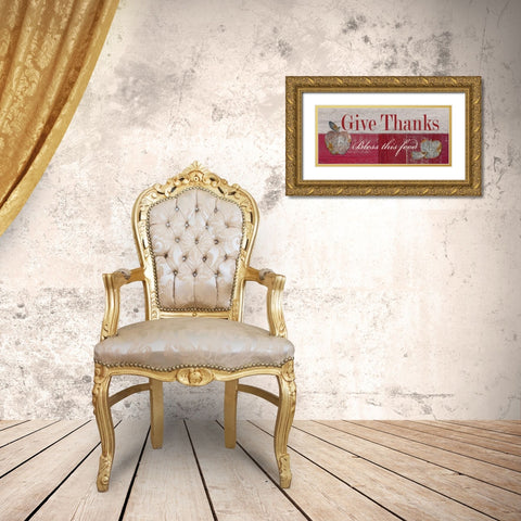 Give Thanks Gold Ornate Wood Framed Art Print with Double Matting by Appleman, Sam