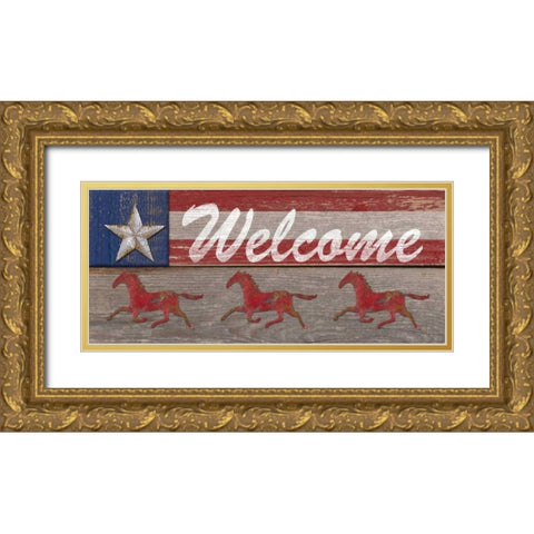 Rustic Welcome Gold Ornate Wood Framed Art Print with Double Matting by Appleman, Sam