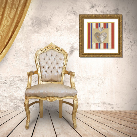 Tin Hearts Gold Ornate Wood Framed Art Print with Double Matting by Appleman, Sam