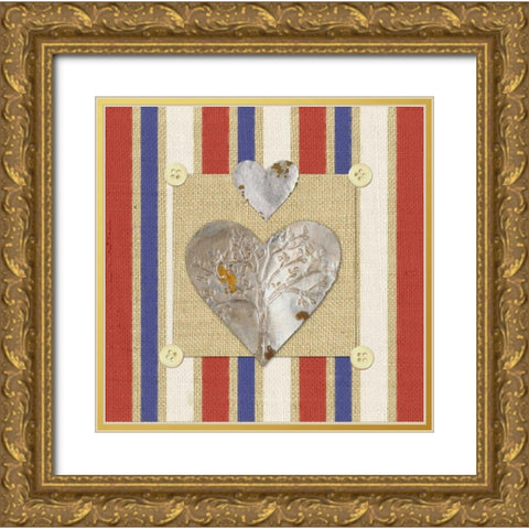 Tin Hearts Gold Ornate Wood Framed Art Print with Double Matting by Appleman, Sam