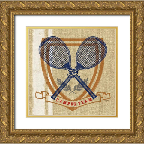 Campus Tennis Team Gold Ornate Wood Framed Art Print with Double Matting by Appleman, Sam