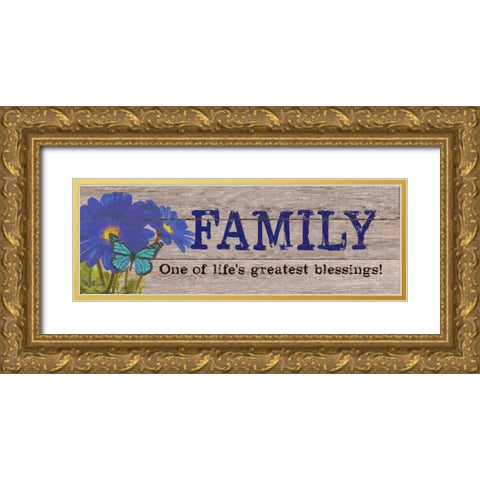 Lifes Greatest Blessing Blue Gold Ornate Wood Framed Art Print with Double Matting by Appleman, Sam