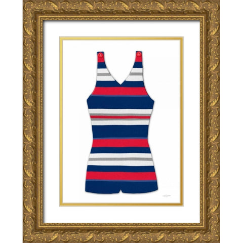 Vintage Swim Suit 1 B and R White Gold Ornate Wood Framed Art Print with Double Matting by Appleman, Sam