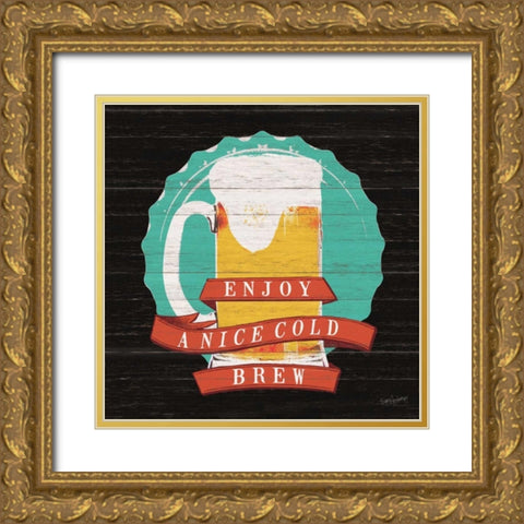 Cold Beer Gold Ornate Wood Framed Art Print with Double Matting by Appleman, Sam