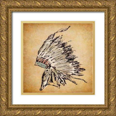 Ceremonial Headdress Gold Ornate Wood Framed Art Print with Double Matting by Appleman, Sam