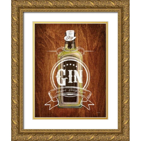 Gin Drinker Wood Sign Gold Ornate Wood Framed Art Print with Double Matting by Appleman, Sam