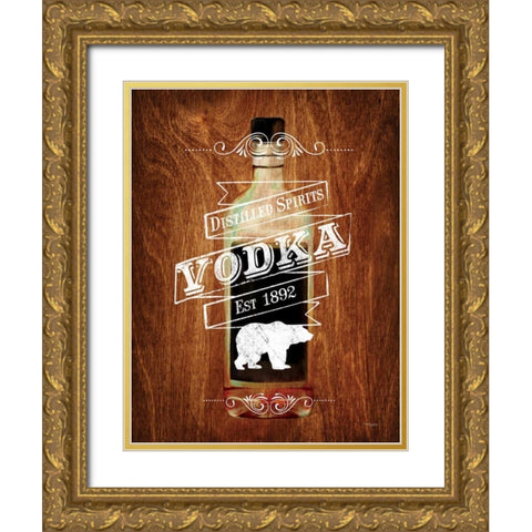 Vodka Drinker Wood Sign Gold Ornate Wood Framed Art Print with Double Matting by Appleman, Sam