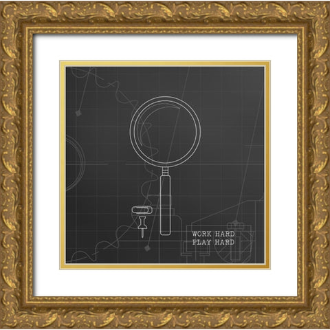 Magnify Blueprint Gold Ornate Wood Framed Art Print with Double Matting by Appleman, Sam