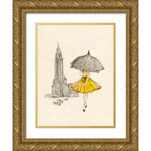 Sketching a New York Memory Gold Ornate Wood Framed Art Print with Double Matting by Yamada, Morgan