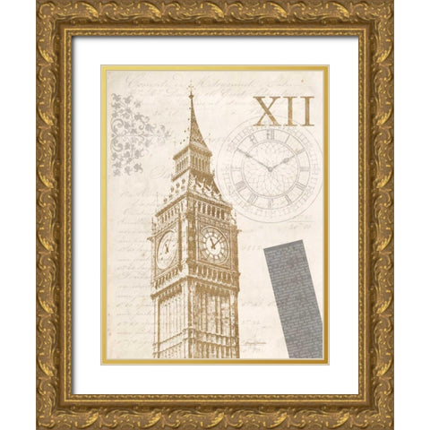 The Details of Big Ben Gold Ornate Wood Framed Art Print with Double Matting by Yamada, Morgan