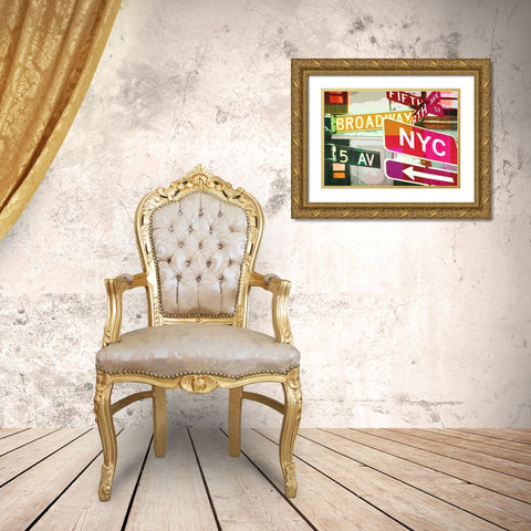 Broadway and Fifth Ave. Gold Ornate Wood Framed Art Print with Double Matting by Taylor, Evangeline