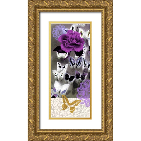 Butterfly Showers 1 Gold Ornate Wood Framed Art Print with Double Matting by Taylor, Evangeline