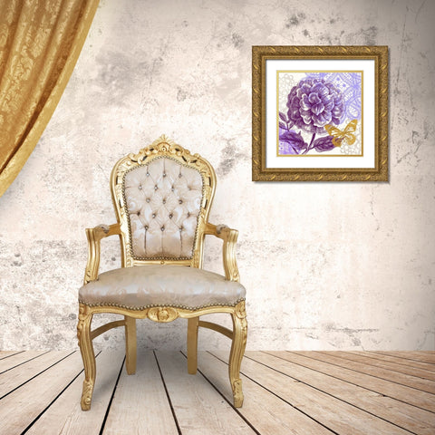 Lace Butterfly 1 Gold Ornate Wood Framed Art Print with Double Matting by Taylor, Evangeline