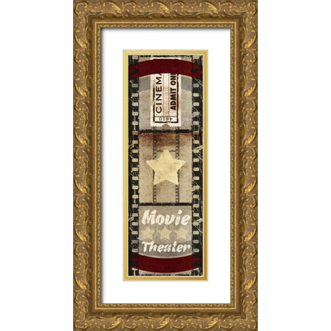 Cinema Ticket Gold Ornate Wood Framed Art Print with Double Matting by Taylor, Evangeline
