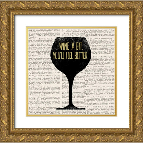 Wine Lino Print 1 Gold Ornate Wood Framed Art Print with Double Matting by Taylor, Evangeline