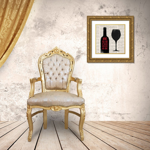 Wine Lino Print 2 Gold Ornate Wood Framed Art Print with Double Matting by Taylor, Evangeline