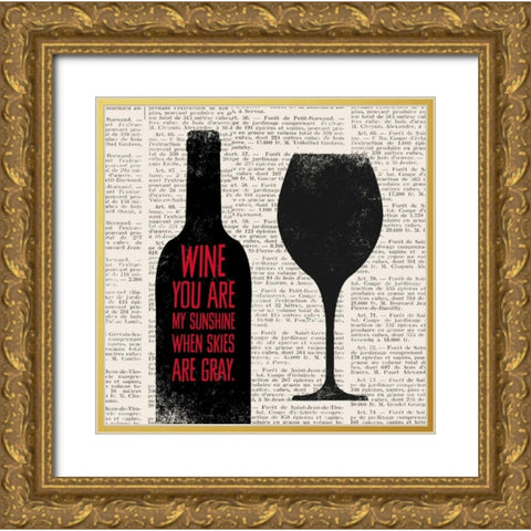 Wine Lino Print 2 Gold Ornate Wood Framed Art Print with Double Matting by Taylor, Evangeline