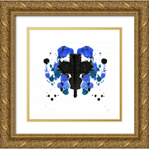Ink Blot Indigo 1 Gold Ornate Wood Framed Art Print with Double Matting by Taylor, Evangeline