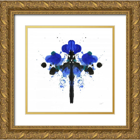Ink Blot Indigo 2 Gold Ornate Wood Framed Art Print with Double Matting by Taylor, Evangeline