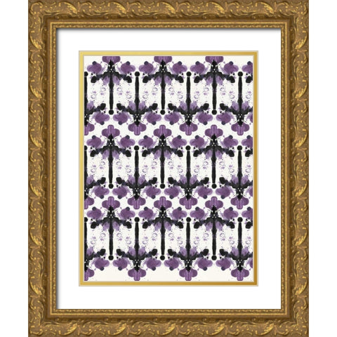 Ink Blot Design Gold Ornate Wood Framed Art Print with Double Matting by Taylor, Evangeline
