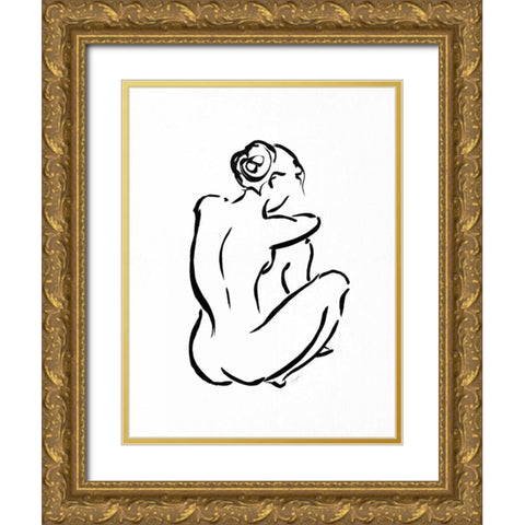 Gestural Figure Study Back Gold Ornate Wood Framed Art Print with Double Matting by Taylor, Evangeline
