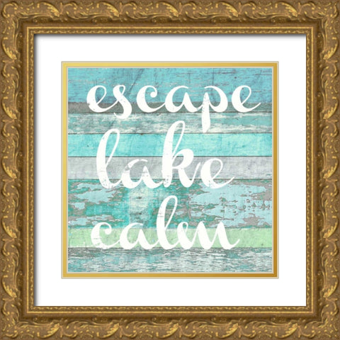 lake words 1 Gold Ornate Wood Framed Art Print with Double Matting by Taylor, Evangeline